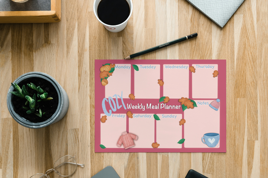 Weekly Meal planner notepad - Cozy Vibes Only - 50 Sheets