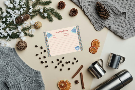 Recipe Card - 6x4- Cozy Days- Cottagecore - pack of 10